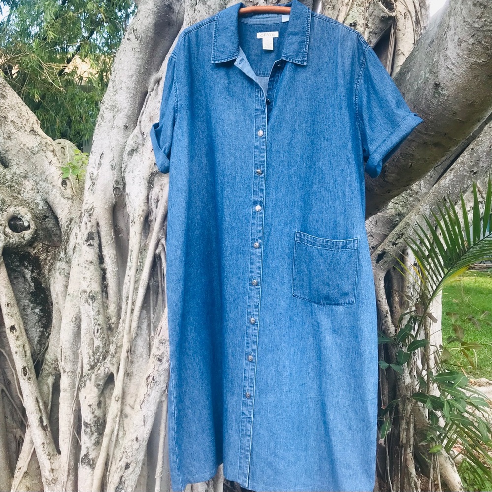 VTG Retro 90’s Denim Buffalo Button Up Maxi Dress - Picture 5 of 7
